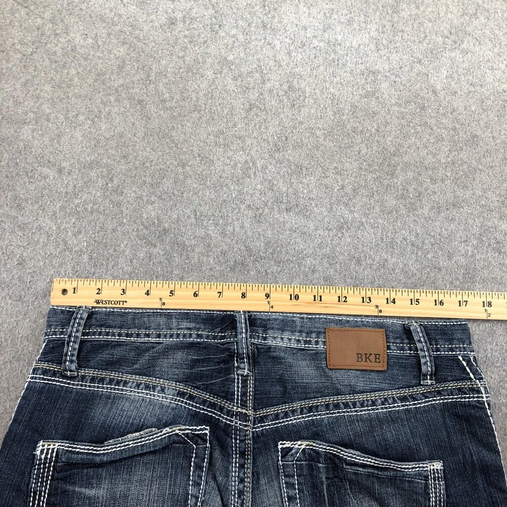 BKE Derek Jeans Mens 34x34 Blue Medium Wash Bootcut Denim Distressed Pants